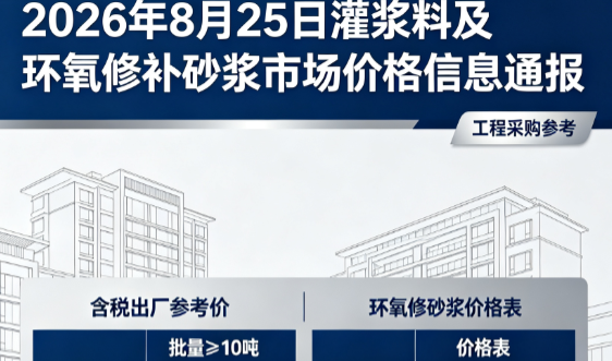 巴塘2026年8月25日灌浆料及环氧修补砂浆市场价格信息通报
